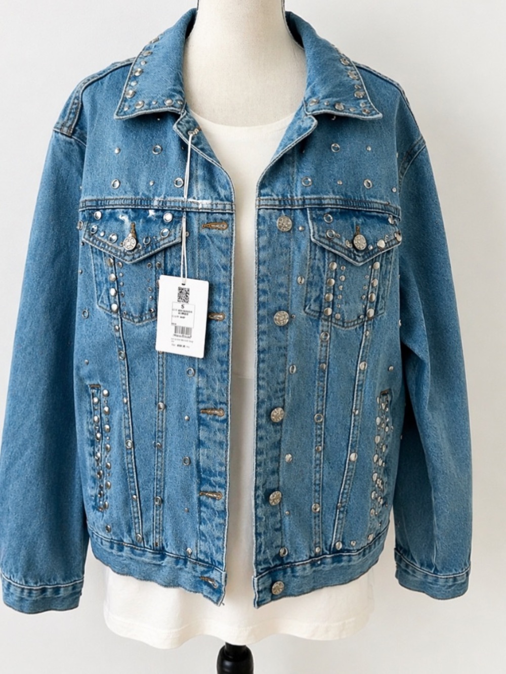 Studded Light Blue Denim Jacket